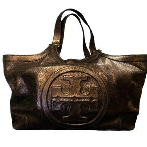 Tory Burch Brown Metallic Tote Shoulder Bag Purse
